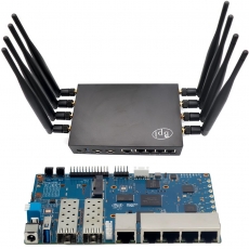 WiFi-роутер Banana Pi BPI-R3 для модемов 5G / 4G LTE типов mini PCI-E и M2 (WiFi-6, AX6000, гигабитные LAN/WAN, USB 3.0, ант. разъемы, OpenWrt)
