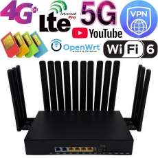 Стационарный WiFi-роутер 4G+ LTE-A 5G Huastlink HC-G90 MultiSIM MultiWAN (модем х 4, SIM x 4, LAN х 4, WAN, антенна х 20, металл. корпус)