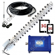 Комплект усиления Интернета 3G (UMTS-2100) и телефонной связи для смартфонов - репитер (усилитель) UMTS + 2 антенны