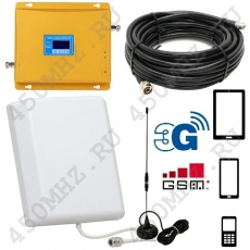 Комплект усиления Интернета 3G (UMTS 900/2100) и телефонной связи GSM-900 для смартфонов и телефонов - репитер (усилитель) + 2 антенны
