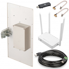 Комплект усиления 4G LTE BOX - внешняя MIMO-антенна с гермобоксом + USB-модем + WiFi-роутер - Интернет на дачу / в деревню своими руками
