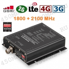 Репитер 1800/2100 МГц регулируемый 2G GSM 3G UMTS 4G LTE- усилитель сигнала телефона, смартфона и Интернета